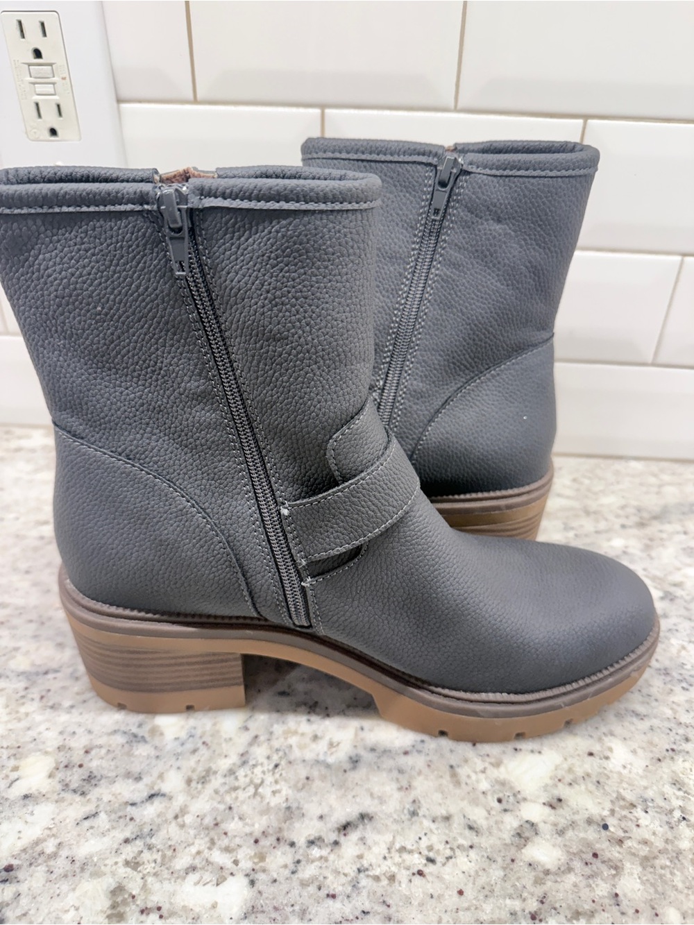 Women's Black Buckle Ankle Boots - Picture 2 of 4